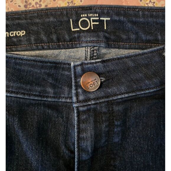 Ann Taylor LOFT Modern Crop Jeans Size 30/10 Dark Wash Denim Straight-Leg Womens - Picture 5 of 13